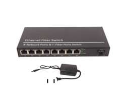 Conversor De Mídia Ethernet Fibra Com 1 Porta Óptica E 8 Portas Elétricas Gigabit Sfp 10/100/1000m Us Plug 100‑240v