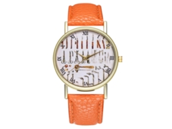Reloj De Pulsera De Cuarzo Para Mujer Zhoulianfa Con Correa De Piel Sintética Naranja.