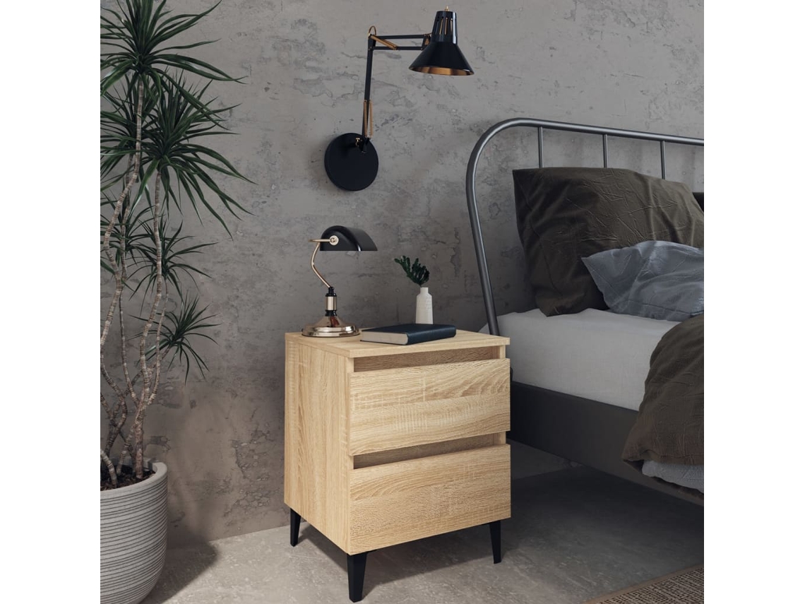 Mesitas de Noche LOVELY HOME Mesinha 2 Pcs 40X35X50 Cm Contrapl. Carvalho Sonoma