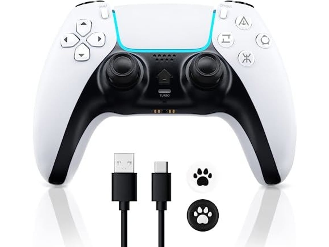 Controlador inalámbrico Ps4 compatible con consola Ps4/Slim/Pro/Pc, joystick de juego de doble vibración, panel táctil, altavoz incorporado, blanco YIZHOOD