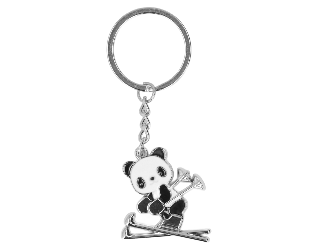 Ats-llaveros De Metal Estilo Esquí Linda Forma Panda Esquí Plata Regalos Souvenirs Competencia X‑1280