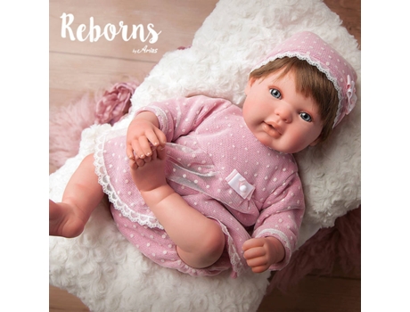 Muñeco ARIAS Arias Reborns 45 cm Carolina con Cojin de Pelo (Edad Mínima: 3 Años - 58 x 20,5 x 30 cm)
