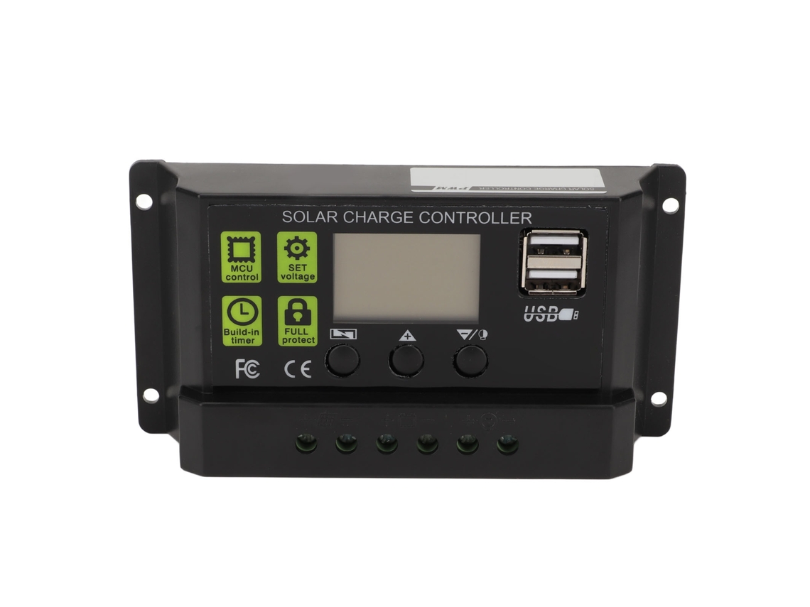 Controlador De Carga Solar Pwm De 30 A Con Pantalla Lcd Y Autoprotección Para Baterías De 12 V/24 V/48 V.