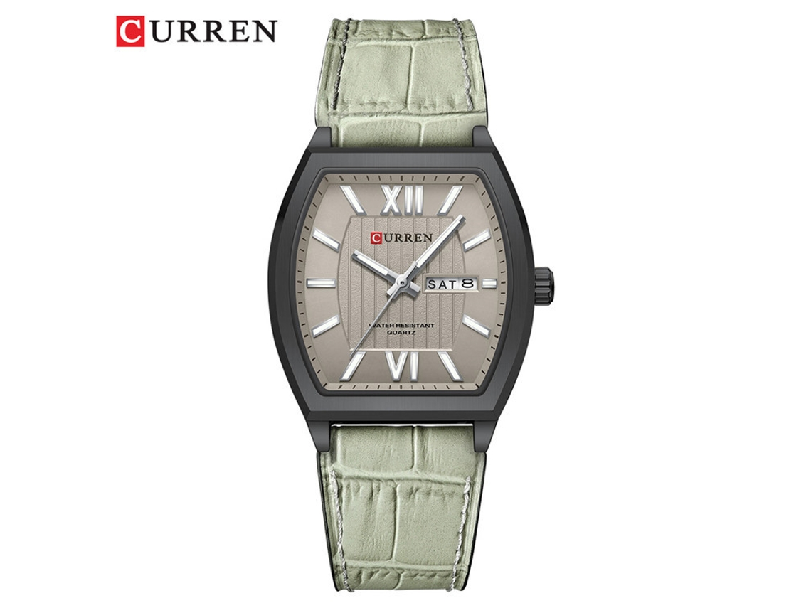 Elegante reloj MDUG para hombre, resistente al agua, con movimiento de cuarzo y calendario (correa gris, caja negra, esfera gris) | MDUG