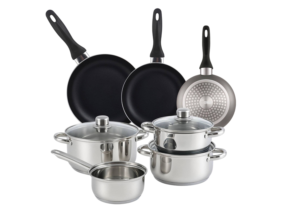 Juego de utensilios de cocina Well Home de 7 piezas y 3 sartenes Wellhome