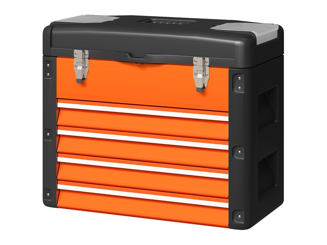 Caja De Herramientas Naranja Vacía De 4 Cajones, 50x25x41cm