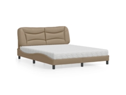 Cama Con Colchón Cuero Sintético Capuchino 160x200 Cm