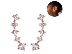 Pendientes Trepadores De Plata De Ley 925 Con Baño De Oro De 14k Y Diamantes Artificiales - 1 Par