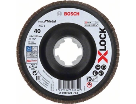 Disco de Láminas BOSCH X-Lock - Versión Cóncava - Soporte de Plástico - 115 Mm - G 40 - X571 - Best para Metal - 1 Pieza