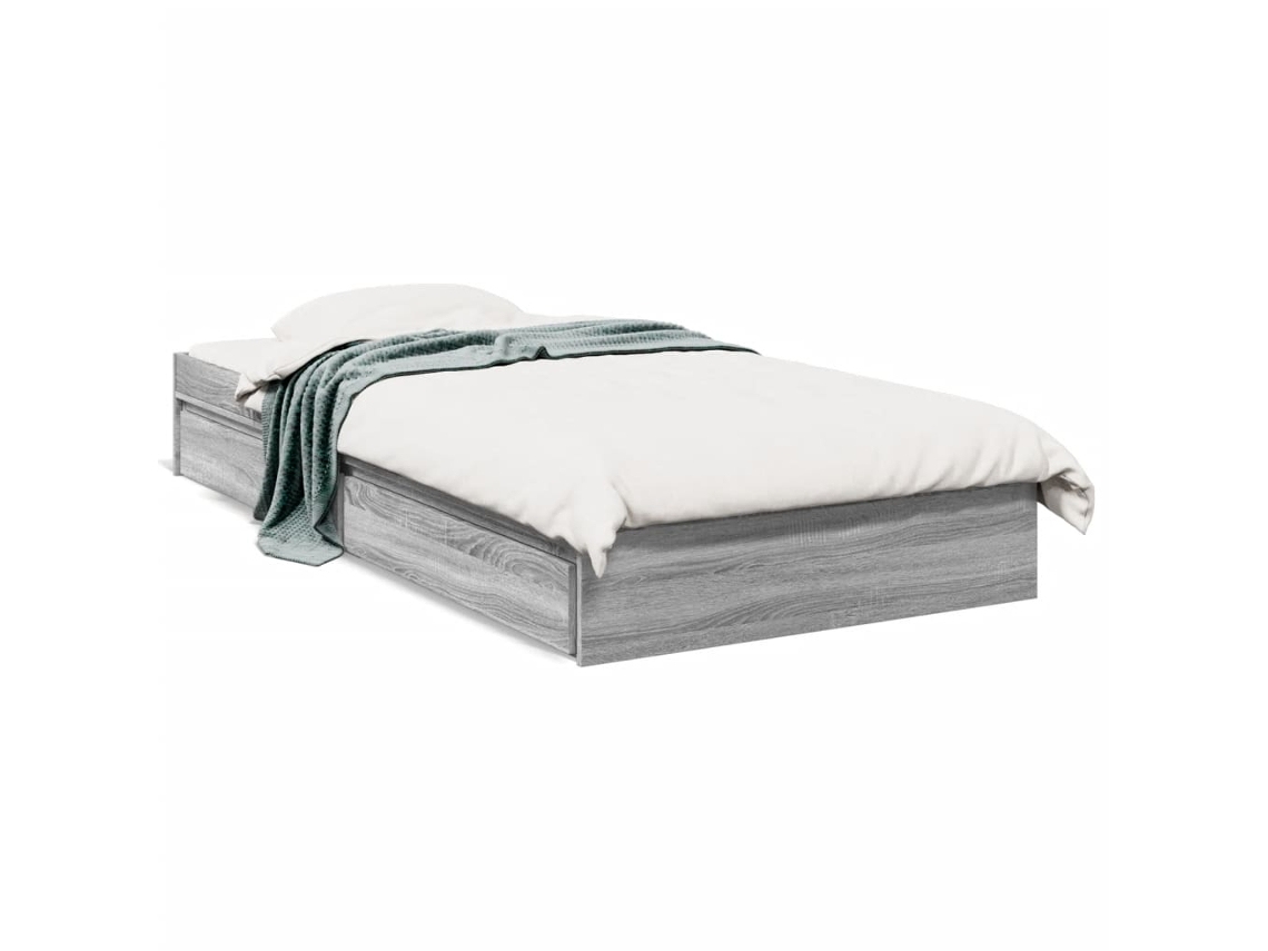 Maison Exclusive - Cama Con Cajones Madera De Ingeniería Gris Sonoma 90x190 Cm