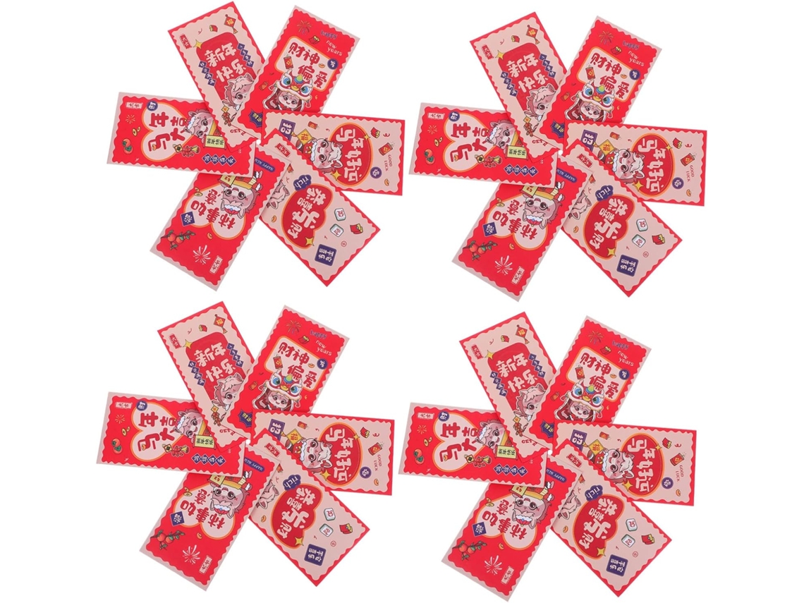 12 Sobres Chinos Rojos Lisos Para Regalos, Diseño Del Año Del Caballo.