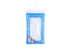 Funda impermeable transparente con pantalla táctil, diseño de caballo azul, para teléfonos móviles.
