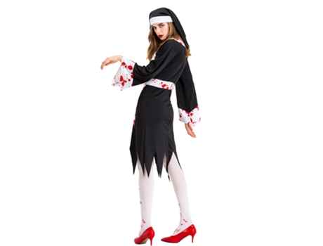 Disfraz de vampiro zombie negro monja sacerdote zombie personaje uniforme disfraz de cosplay de halloweenXL