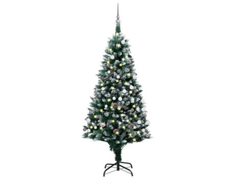 Árbol de Navidad VIDAXL helado con luces, bolas y piñas (180 cm)