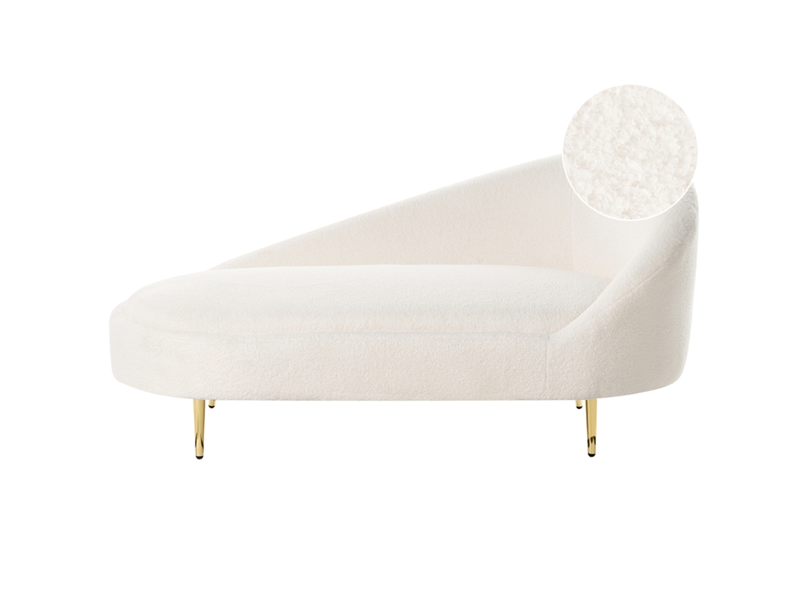 Chaise longue derecha Beliani Valreas Bouclé blanco 151x80x74