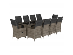 Maison Exclusive - Set De Mesa Y Sillas De Jardín 11 Pzas Y Cojines Ratán Pe Gris