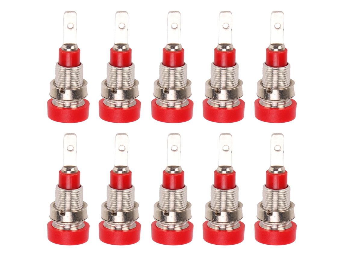 10 Unidades De Conectores Banana De Latón De 2 Mm Para Equipos Electrónicos Industriales (rojo)