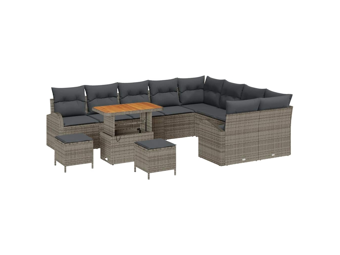 Maison Exclusive - Conjunto de sofás de jardín con cojines, 12 piezas, gris