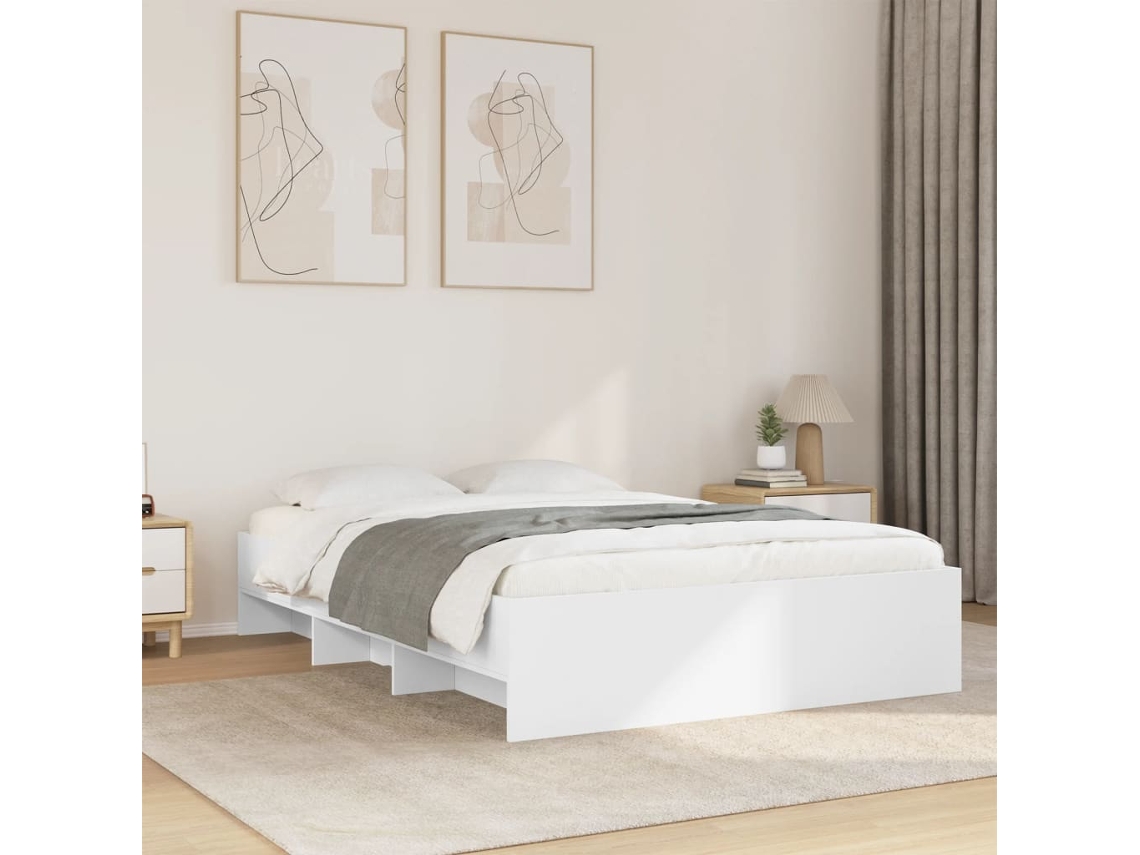 Estructura De Cama Madera De Ingeniería Blanca 120x200 Cm