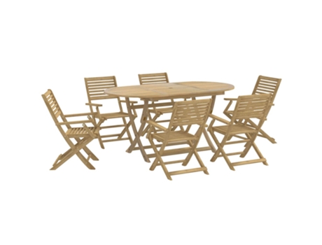 Conjunto 7 de comedor para jardín VIDAXL madera maciza acacia