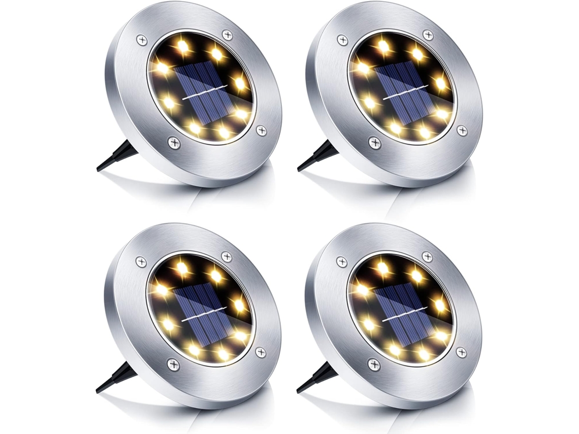 Farola Solar Led Para Jardín, Luz Solar Para Jardín, Luz Cálida Impermeable, 4 Unidades.