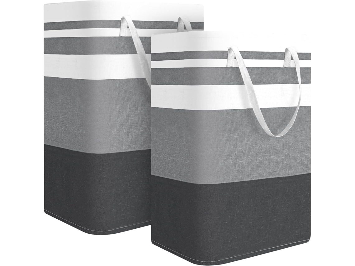 Juego de 2 cestas de ropa plegables de gran capacidad de 80 l con asas, color gris TOMMY01