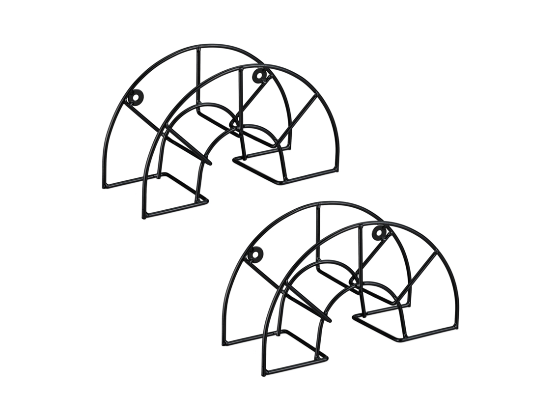 Relaxdays Soporte Manguera Pared, Pack De 2, Cuelgamangueras Jardín, 19 X 30,5 X 13,5 Cm, Para Hasta 45 M Y 5/8", Negro