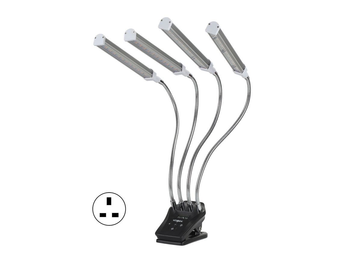 Lámpara De Cultivo Led De 4 Cabezales Y 96 W Con Brazo Flexible Ajustable Para Plantas De Interior, Enchufe Británico.