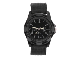 Reloj De Pulsera Militar Electrónico Analógico Con Correa Redonda De Nailon Negro.