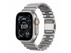 Correa XIAOMOYU Ocean Wave de titanio y acero inoxidable para Apple Watch (46/49/45/44 mm) con cierre magnético.