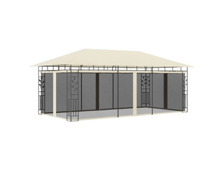 MAISON EXCLUSIVE Cenador con mosquitera color crema 6x3x2,73 m