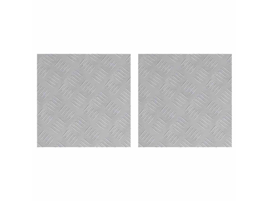 Losa cuadrada escalonada 2 piezas Plata 40 x 40 cm Aluminio EXCLUSIVO MAISON