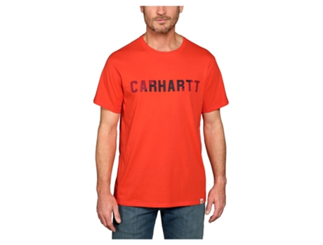 Camiseta Unisex CARHARTT Ajuste Relaxado Force Flex Block Logo Naranja (S)