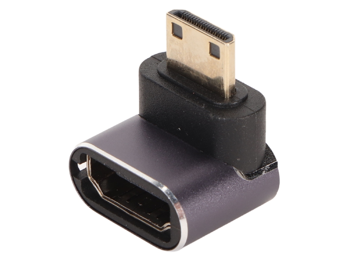 Adaptador Multimedia Mini Hd Con Interfaz Macho A Hembra, 8k 60hz, Ángulo Recto, Bidireccional.
