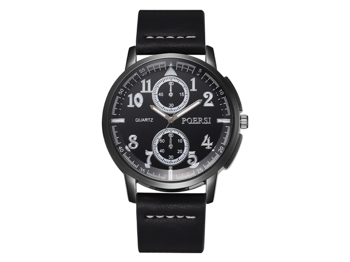 Reloj Hombre Negocio Simple Correa Pu Cuarzo Pulsera Negro