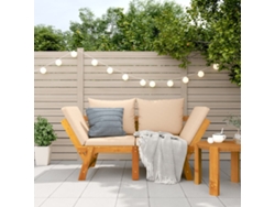Banco de jardín con cojines 2 en 1 de madera maciza de acacia, Dkd Home Decor