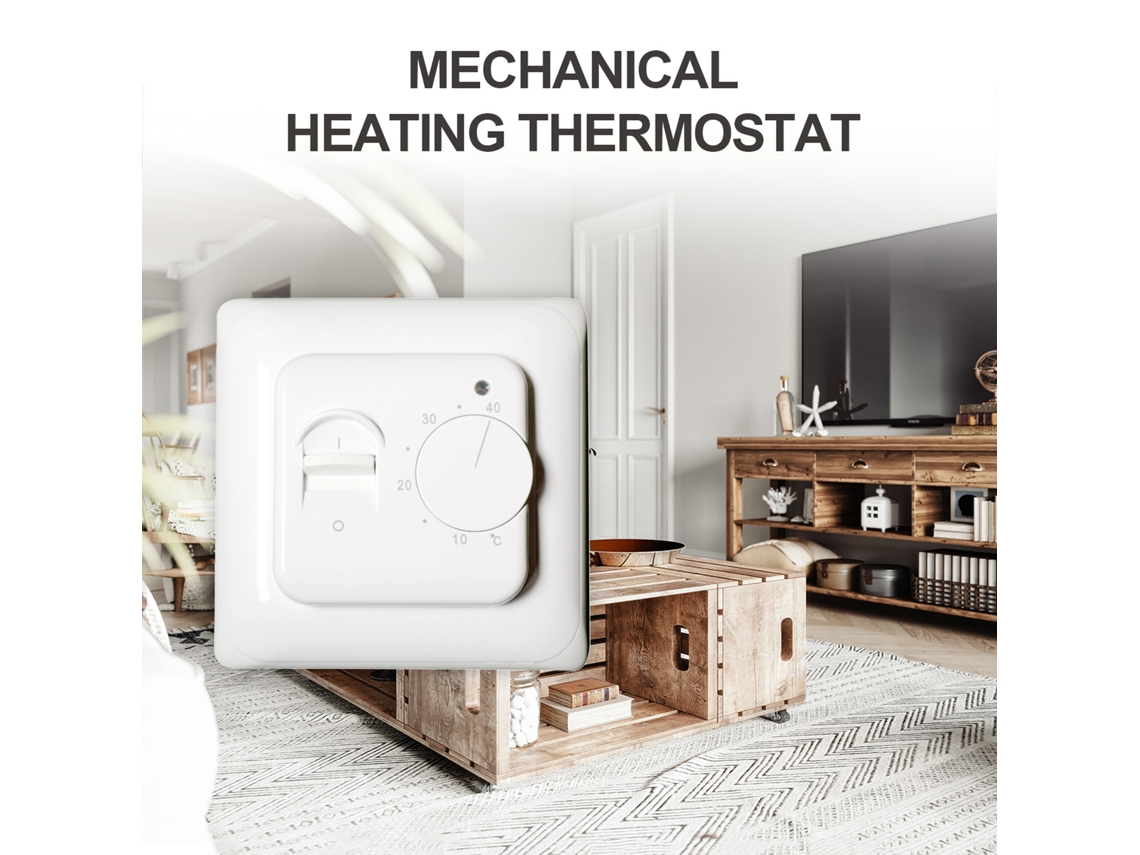 Termostato Mecánico Manual No Programable Para Calefacción Por Suelo Radiante De 5 A 40 ℃ Con Sensor Externo De 3 A.