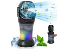 Ventilador Nebulizador Camping Verde Oscuro Abs+pp 2000ml 15000mah Rgb Led 4 Velocidades Oscilación 90°