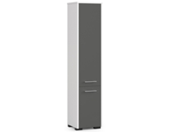 Columna De Baño Akord Fin Blanco 30 Cm 2 Puertas Frente En Color Grafito Gris 5 Estantes 30x30x140 Cm