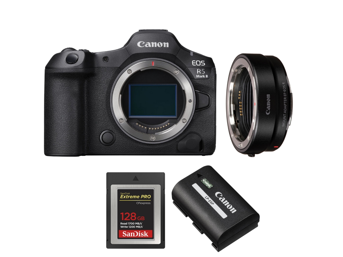 Canon Eos R5 Mark Ii + Ef-eos R + 1 Sandisk 128gb Extreme Pro Cfexpress Type B + 1 Canon Lp-e6p + Ebook “20 Consejos Para Fotos Que Impactan”