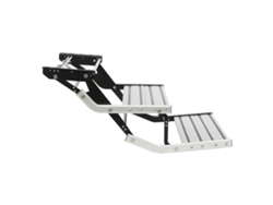 Escalera plegable para caravana, capacidad de 200 kg, diseño antideslizante, color plata.
