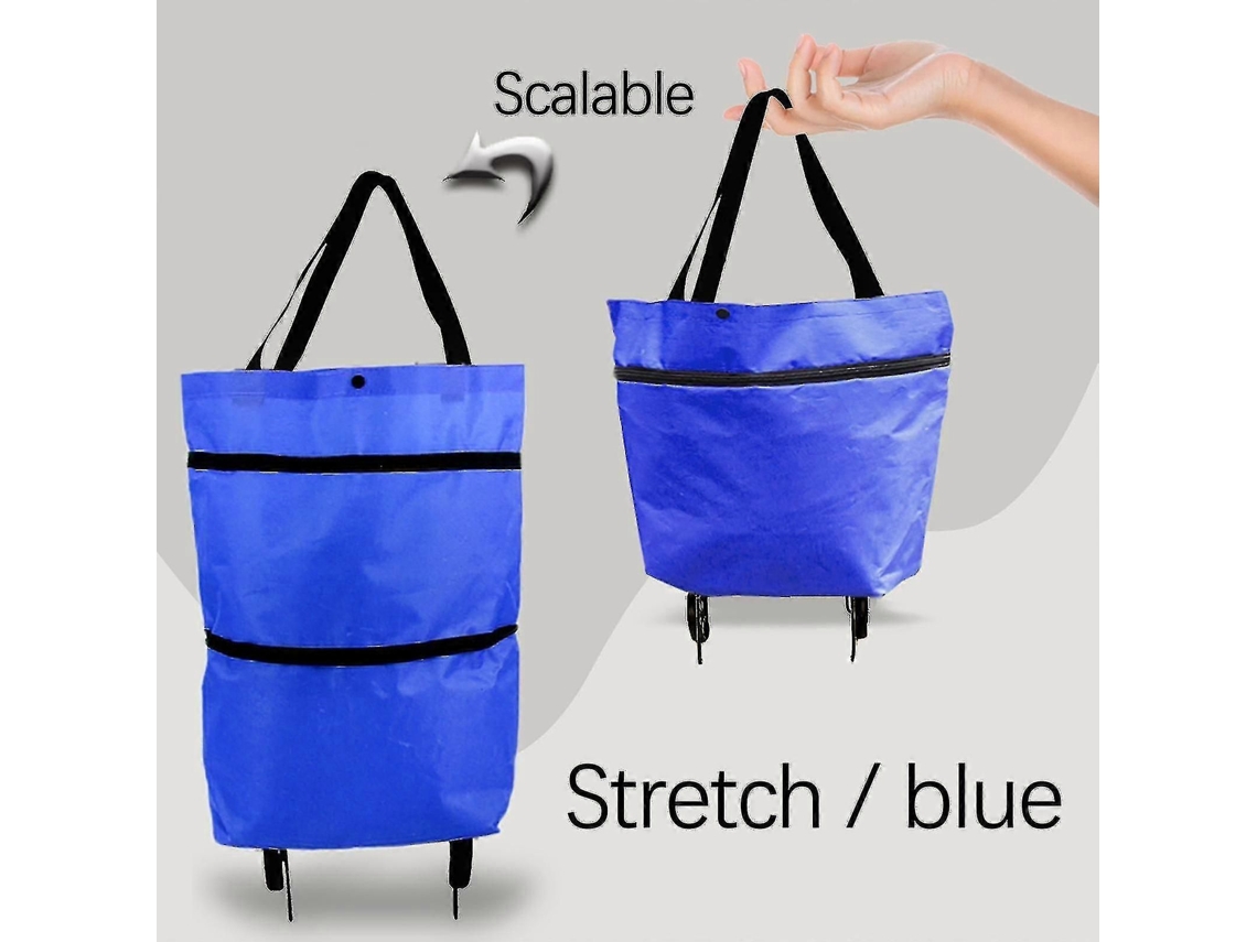 Carrito de compra portátil con bolsa de remolque, ruedas telescópicas, estilo supermercado, con asa trasera plegable de GOKOCO.