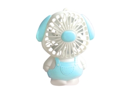 Mini Ventilador De Escritorio Recargable Por Usb Con 2 Velocidades, Base Y Cable Antideslizantes, Diseño De Perro Azul.