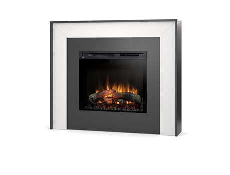 Chimenea LED eléctrica independiente ZUNI 28' Blanco mate / Negro 130.2 x 110 x 27.5 OUTINFIRE
