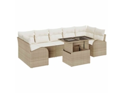Maison Exclusive - Conjunto De Sofá De Jardín 8 Pcs Beige Rattan De Poliéster