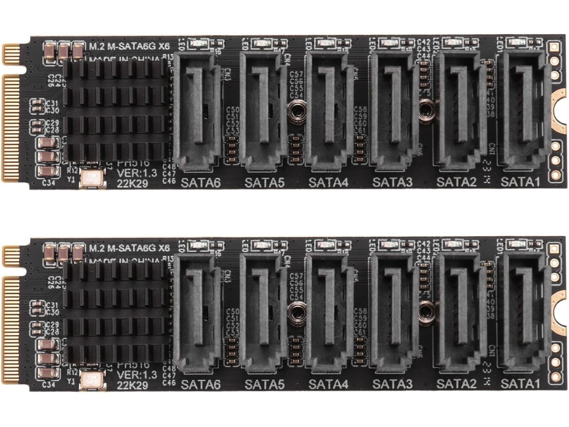 Tarjeta Elevadora Pci-e Nvme A Sata3.0 Pcie De 6 Gbps (2 Puertos M.2 Mkey)