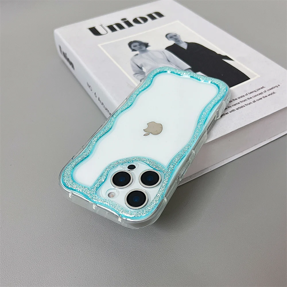 (iphone 12 Pro, Azul) Funda Para Teléfono Con Diseño Ondulado, Compatible Con Iphone, Transparente, Bonita, Funda Protectora A Prueba De Golpes.
