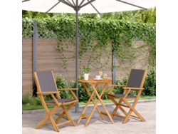 Conjunto 3 Peças Bistro Tído E Madeira Maciça Antracita Dkd Home Decor