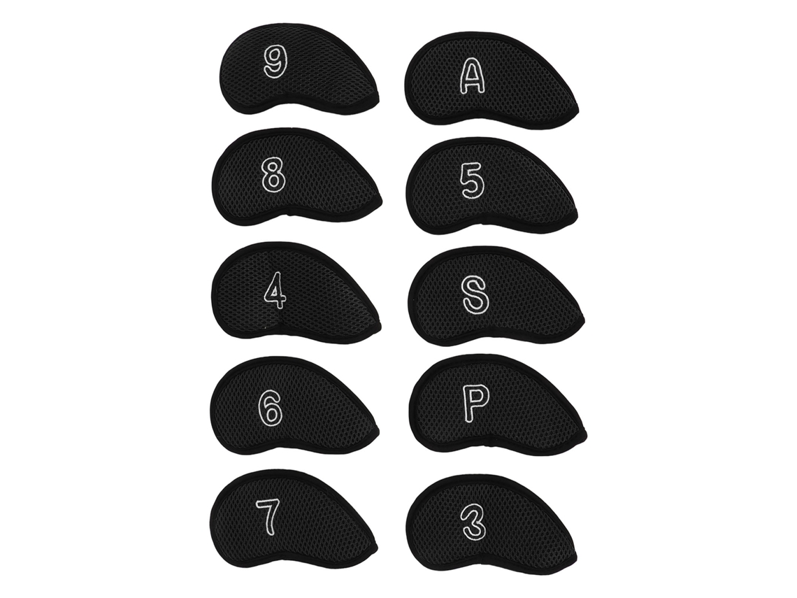 2026-10 Fundas Para Cabezales De Palos De Golf Fundas Protectoras De Red Con Números Negro
