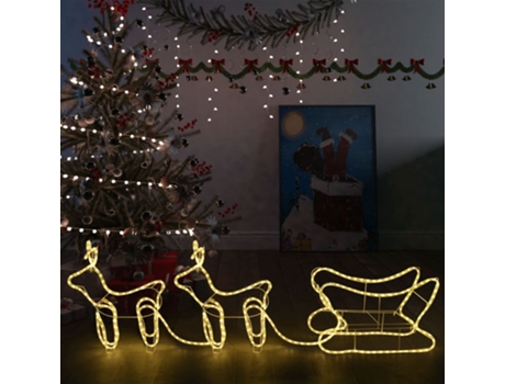 vidaXL Renos y trineo de Navidad decoración jardín 576 LEDs